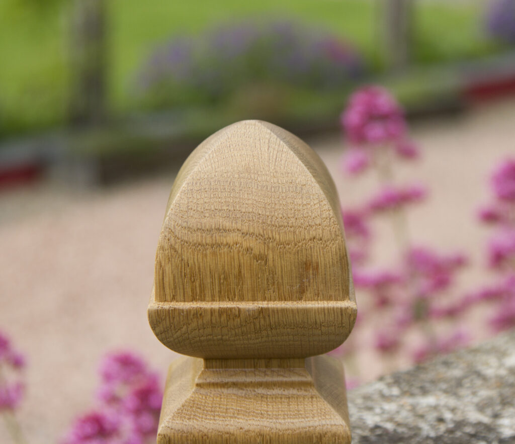 A beautiful, high-quality oak post top.
